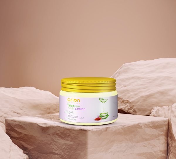 Orion Botanica Aloe Vera Gel with Saffron, Vitamin C,E for Hair and Skin 300 gram