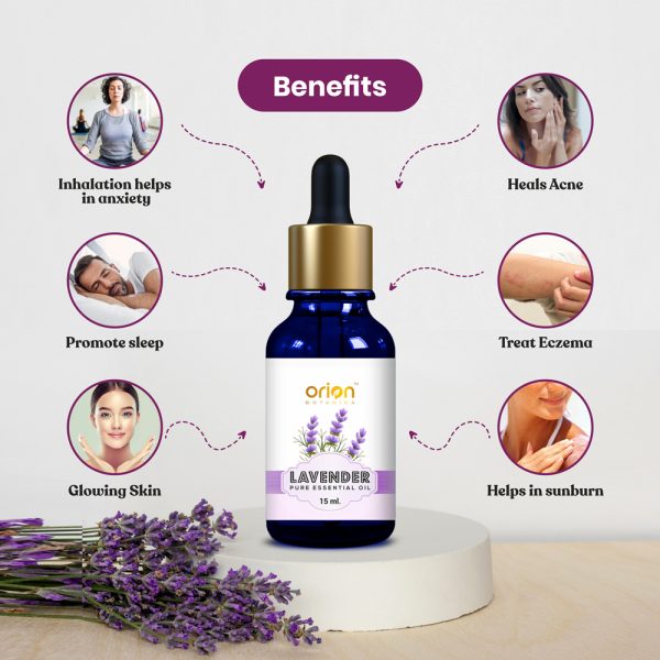 Orion Botanica lavender pure essential oil for Hair Growth, Skin, Aromatherapy (15 ml)